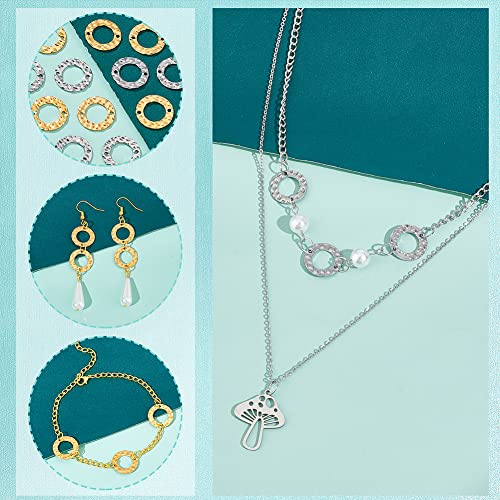 PH PandaHall 60pcs Linking Rings, 15mm Jewelry Connector Rings 304 Stainless Steel Circle Pendant Charm Links for Necklaces Bracelets Jewelry DIY Crafts Making, Golden/Stainless Steel