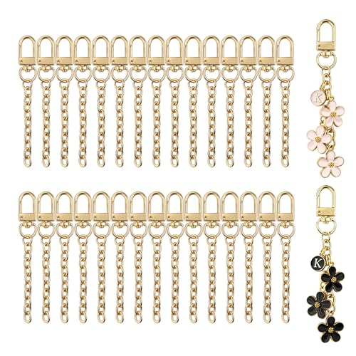 NCIWAN 30 PCS Keychain Making Kit Swivel Snap Hook Lobster Claw Clasps and Extender Chain Gold Metal Keychain Clips with Key Ring Bulk for DIY Craft Supplies Jewelry Key Chain Bags Accessories Gift - color: Gold 30