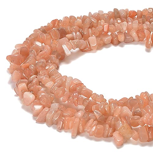 5-8mm Natural Sunstone Gemstone Chips Loose Beads Semi Precious for Jewelry Making DIY Handmade Craft Supplies 1 Strand per Bag Approxi 34" - color: Sunstone Chips