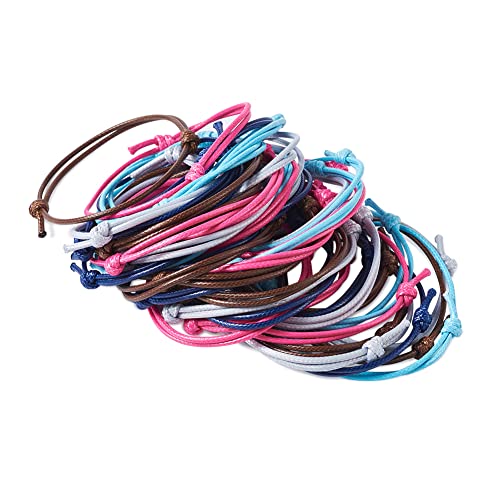 Cheriswelry 50pcs Adjustable Bracelet Making Korean Waxed Polyester Cord Bracelet Friendship Bracelet String Inner Diameter 40~70mm Mixed Color for Women Men Jewelry Making Supplies - color: Mixed Color