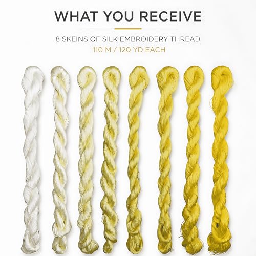 Natural 100% Silk Thread, Handmade Embroidery Thread Silk Floss 8 Colors 110m Each (75) - color: 75