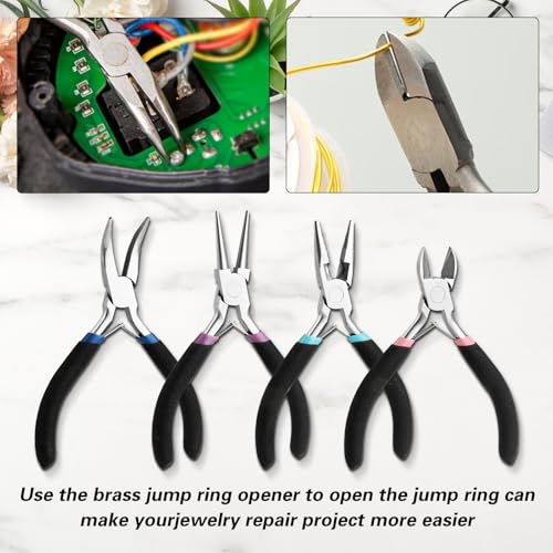 4 Pack Jewelry Making Pliers Tools Set, Jewelry Pliers with Needle Nose, Round Nose Pliers,Crafts Matte Handle - style: 4pcs - Black