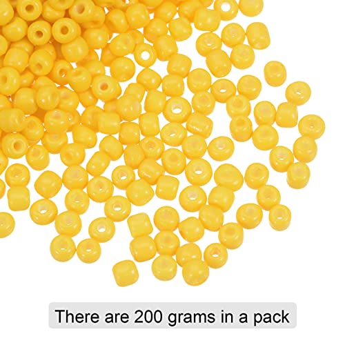 HARFINGTON 2000Pcs Small Glass Beads 6/0 4mm Loose Tiny Round Small Beads for Bracelet Earring Rings Jewelry Making, Yellow - color: Yellow