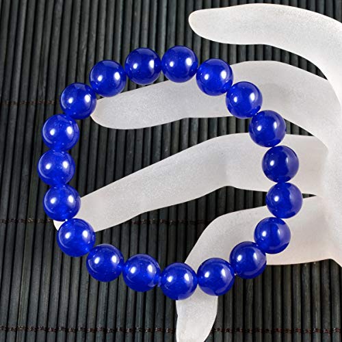 AD Beads Natural Gemstone Round Beads Stretch Bracelet Healing Reiki 10mm (Blue Jade) - color: Blue Jade