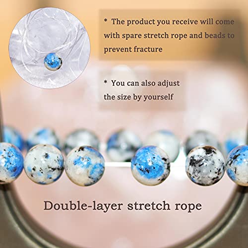 8mm Natural Gemstone Stretch Bracelet, Handmade Unisex Crystal Bracelets for Meditation, Yoga, Spiritual Healing & Positive Energy - color: K2 Azurite