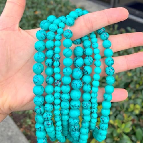 90pcs Adabele Natural Green Turquoise Howlite Healing Gemstone 4mm (0.16 Inch) Small Round Beads Gem Stone Spacer for DIY Craft Jewelry Making GS19-4 - color: Green Howlite (Imitated Turquoise), size: 4mm (90pcs/1 Strand)