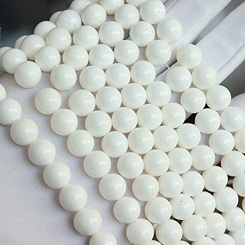 MJDCB 7A Natural Deep Sea White Shells Round Stone Beads for Jewelry Making DIY Bracelet Necklace (10mm) - color: Deep Sea White Shells, size: 10mm