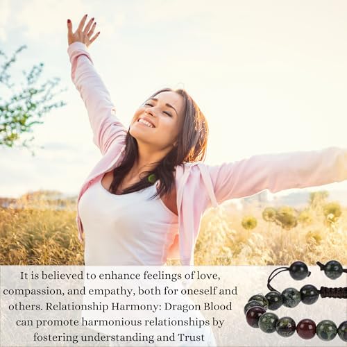 ANAYA AGATE Energy Protection Crystal Handmade Adjustable Bead Bracelet Perfect for Men, Women’s Christmas Gift - Gemstone Healing Stretch Bracelet Pulsera Para Hombre Mujer Stocking Stuffer - color: Dragon Bloodstone