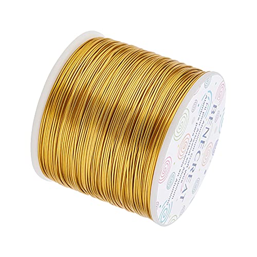BENECREAT 754FT Matte Gold Jewelry Craft Wire 20 Gauge Tarnish Resistant Aluminum Wire for Beading Necklace Jewelry Making - color: Gold