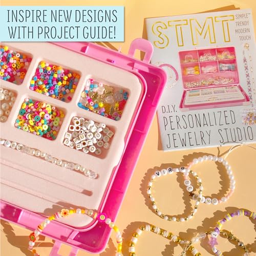 STMT Personalized Jewelry Studio, Create Over 50 Premium Pieces, Trendy Bracelet Making Kit, Includes Metal Bracelet Charms, Removable Beading Tray & Jewelry Making Supplies, Great Teen Girl Gifts - style: Personalized
