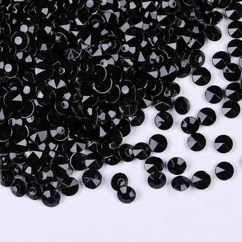 1000pcs/ Pack Wedding Table Acrylic Diamond Scatter Crystals Confetti Acrylic Gems Vase Fillers Rhinestones for Wedding, Bridal Shower, Vase Beads Decorations (10mm, Black) - color: Black, size: 10mm