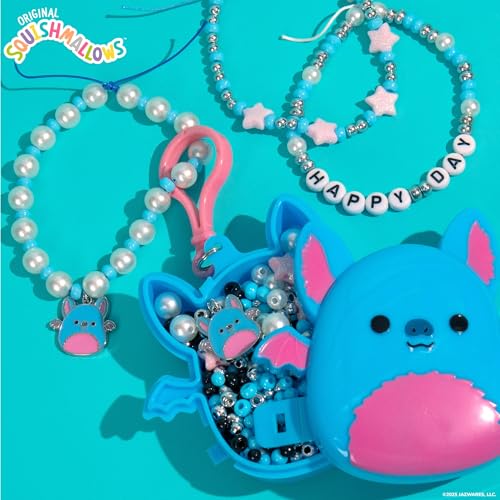 Original Squishmallows Boyle The Bat Bracelet Kit, Makes 3 Accessories, Fun Beads and Charms, Bonus Keychain, Friendship Jewelry Making Set, Gifts for Girls, Craft Kits, Arts and Crafts for Kids - style: Boyle the Bat