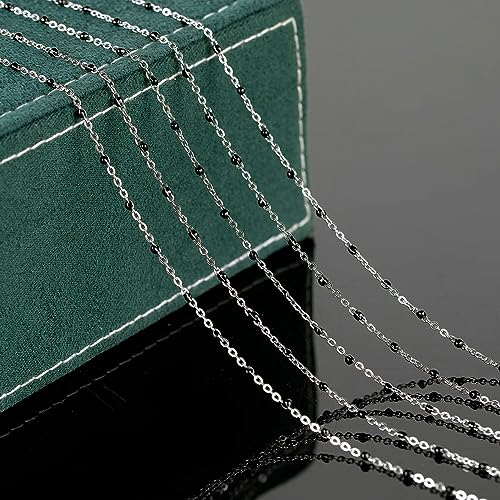 UMAOKANG 10 Meters Stainless Steel Jewelry Chain for Jewelry Making Black Enamel Bead Cable Chain Roll with Open Jump Rings and Lobster Clasps - color: Black Bead-Steel