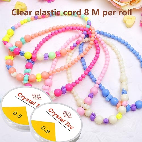 6 Rolls Elastic Bead Thread, 0.8mm Stretchy Bracelet String, Nylon String for Bracelets for Bracelet Making, Clear String for DIY Bead Jewellery Necklace Bracelet - size: 0.8mm