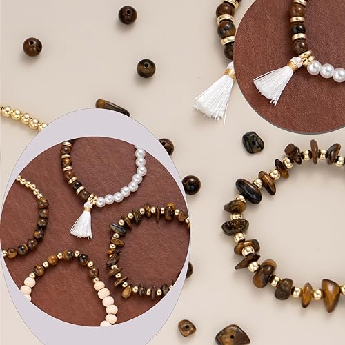 Xylise Jewelry Making Supplies Kit Natural Stone Beads for Irregular Natural Stone with for DIY Craft Bracelet Necklace Earrings for Adults (Tiger's Eye) - color: Tiger's Eye