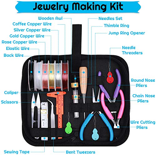 shynek Jewelry Making Supplies, 1597pcs Jewelry Kit with Jewelry Pliers Tools Jewelry Wire and Jewelry Accessories for Earrings, Necklaces, Bracelets Jewelry Making and Repair