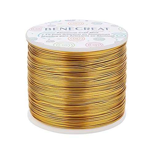 BENECREAT 754FT Matte Gold Jewelry Craft Wire 20 Gauge Tarnish Resistant Aluminum Wire for Beading Necklace Jewelry Making - color: Gold