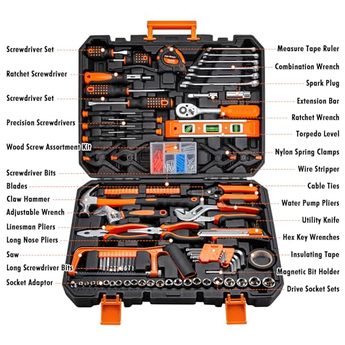CARTMAN 238-Piece Socket Wrench Auto Repair Tool Combination Package Mixed General Household Hand Tool Set Tool Kit with Plastic Toolbox Storage Case - color: Orange