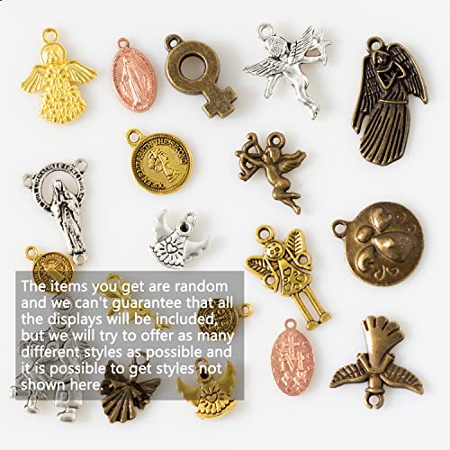stino 100g Metal Pendant Charms for Jewelry Making, Bulk Silver & Gold Plated Charms for Braclet Necklace Crafts, Animal Plant Flower Pet and so on - color: Character Mixed Color