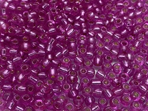 Czech Glass Seed Beads Size:6/0 40 gr / 1.4 oz (Pink Silver Lined) - color: Pink Silver Lined