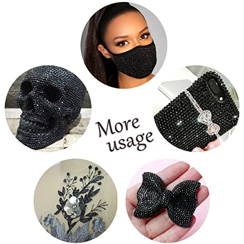 qiipii 4080Pcs Black Nail Rhinestones Crystal Flatback Jet Black Rhinestones Round Beads Glass Gems Stones Nail Art Gems Diamonds jewels Multi Shapes Sizes Nail Charms for Nails Eyes Makeup DIY Crafts - color: Jet Black, size: A Set