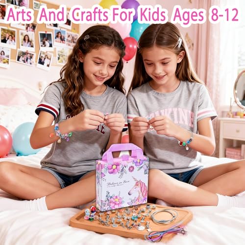 COO&KOO Charm Bracelet Making Kit, A Unicorn Girls Toy that Inspires Creativity and Imagination, Crafts for Girls Ages 8-12 with Jewelry Making Kit Perfect Gifts for 6 7 8 9 10 Girl Self-Expression!