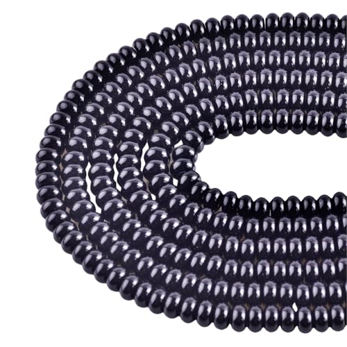 Rondelle Beads for Jewelry Making 5x8mm Natural Stone Beads 1 Strand 15.5inch Lentil Spacer Beads Rondelle Gemstone Bead Semi-Precious Stone Bead for Bracelet Necklace Crafts Black Onyx - color: Black Onyx Beads