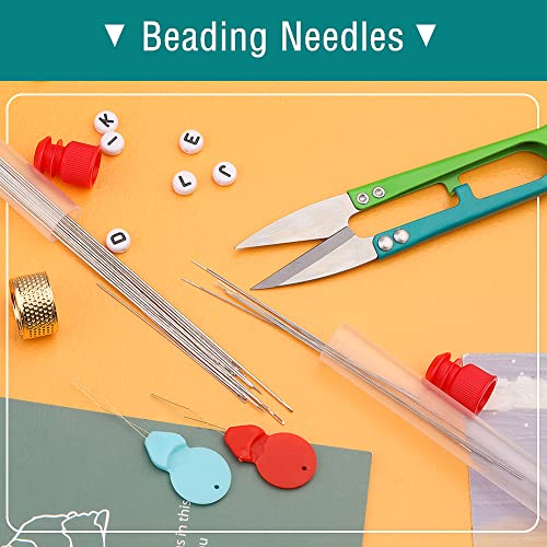 UOOU 28 Pcs Beading Needles Set, Beading Needles for Seed Beads Include 20 Pcs Long Straight Beading Thread Needles & 8 Pcs Big Eye Bead Needles for Jewelry Making - color: White-28 Pcs