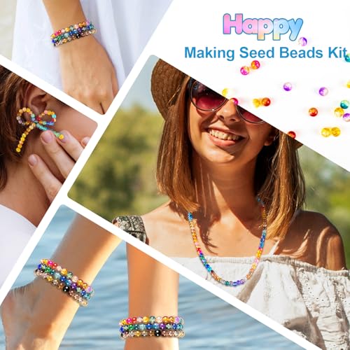 XSEINO About 1200pcs 6mm Crack Glass Beads Bracelet Making Kit,24 Style Crack Sunshine Yellow Series Colorful Crystal Beads for Jewelry Bracelet Making,DIY Crafts,Friendship Bracelets,Necklaces - color: Autumn Yellow