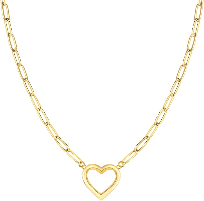 Zeffy Cute Heart Necklace 18k Gold/Silver Plated Tiny Heart Pendant Choker Necklaces Gold Love Heart Chain Necklace for Women Dainty Gold Jewelry Valentines Day Gifts for Women Girls Teen Girls