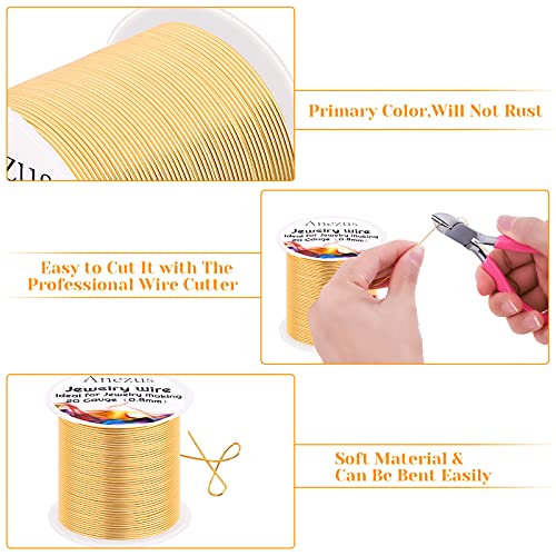anezus 20 Gauge Jewelry Wire, 28 Yards Craft Wire Tarnish Resistant Copper Beading Wire for Jewelry Making Supplies and Crafting(KC Gold) - color: KC Gold