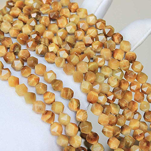 MJDCB Best Sellers Natural Stone Beads Faceted Polygon Golden Tiger Eye Crystal Energy Stone Healing Power for Jewelry Making(8mm) - color: Golden Tiger Eye