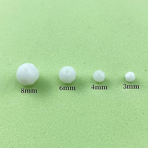 400pcs 4mm Round Crystal Glass Beads Round Faceted Spacer Beads for Jewelry Making Bracelet Earring Necklace Wind Chimes Suncatchers DIY Craft Making Supplies(White Series) - color: White Series, size: 4mm