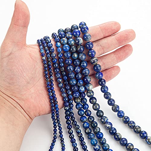 100Pcs Natural Stone Beads 6mm Lapis Lazuli Round Gemstone Loose Beads with Elastic Bracelet String for Bracelets Necklace Jewelry Making - color: Blue Lapis Lazuli, size: 6mm