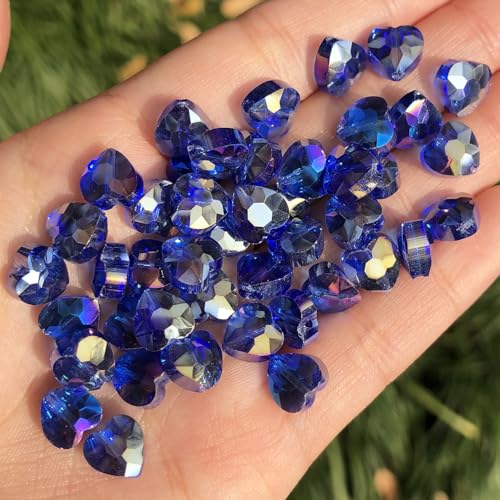 70pcs 8mm AB Dark Purple Faceted Heart Beads for Jewelry Making Crystal Glass Beads for Bracelets Necklace Crafts, Friendship Bracelet Kit, Love Gifts - color: AB Dark Purple