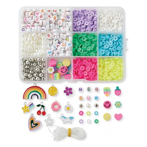 Claire’s DIY Bracelet Kit – 895-Piece Jewelry Making Supplies Set| Clay Heishi Beads, Alphabet, Charms, String| Friendship Bracelet Kit for Girls| Arts & Crafts Activity| Fashion Accessory Gift Age 8+