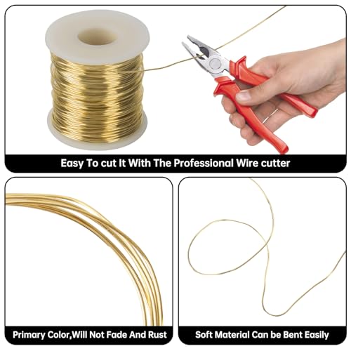 24 Gauage(0.5 mm),1 Pound 850FT Spool Brass Wire for Jewelry Making, Beading,Yellow Brass, Round, Dead Soft - size: 24 Gauage(0.5 mm),1 Pound