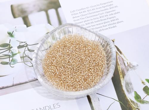 Round Glass Beads Penta Angel 2200Pcs 2mm Mini Craft Loose Spacer Pony Beads for Earring Bracelets Necklace Waist Beads Jewelry Making(Champagne) - color: Champagne