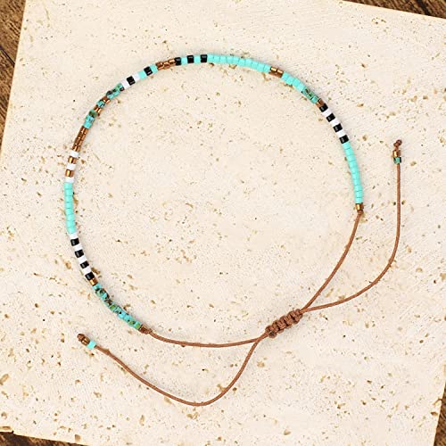 KELITCH Adjustable turquoise bead bracelet single color knitting friendship bracelet fashion jewelry daily wear gift (28 color selection) - color: Mix Green 12