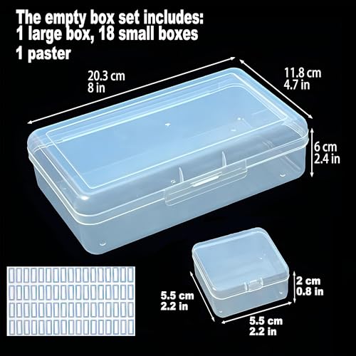 Clear Plastic Organizer Box 18 Pack-Multi Sized Containers with Lids for Beads,Crafts,Small Items,Stackable,Clear Storage Solution Home and Office Organization,Craft Supply,Bead Storage - size: 18 Pieces Mixed Set