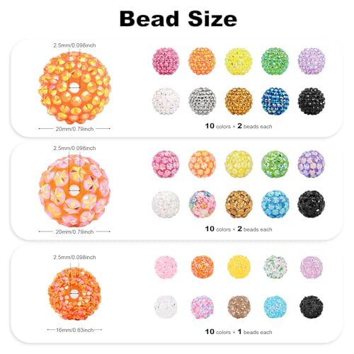 50Pcs Rhinestone Beads for Pens, 20mm Resin Rhinestone & Snowflake and 16mm Sequin Beads, Round Sparkly Chunky Bubblegum Bead Set for DIY Beadable Pens Keychain Necklace Bracelet Jewelry - color: 3-in-1 Set