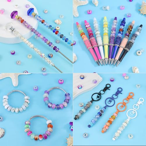 ZHIYUXI 12Styles Large Hole Beads for Jewelry Making European Big Hole Lampwork Spacer Rhinestone Bead for DIY Necklace Bracelet - color: A-12Styles