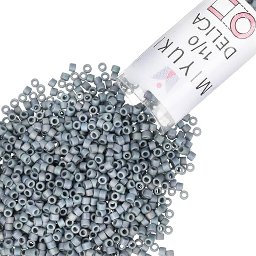 Miyuki Delica Seed Beads – Size 11/0 (1.6 mm), DB2316, Frost Opaque Glaze Rainbow Dark Teal, 7.2 g, Approx. 1440 Beads, Made in Japan - color: DB2316 - Frost Opaque Glaze Rainbow Dark Teal