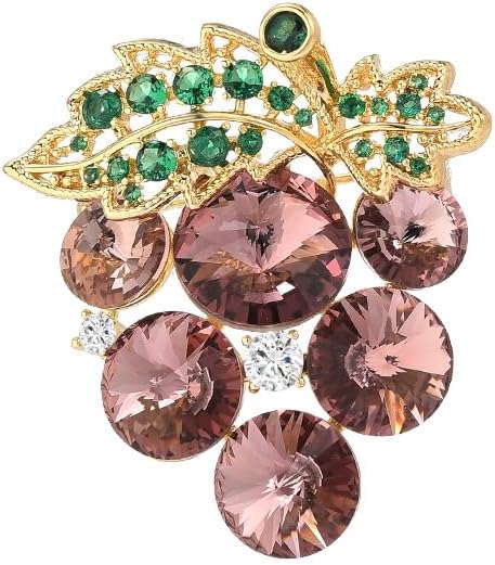Fruit Brooch Austrian Crystal Rhinestone Brooch 18K Gold Plated Birthstone Lapel Pin Jewelry Birthday Gifts for Women Men