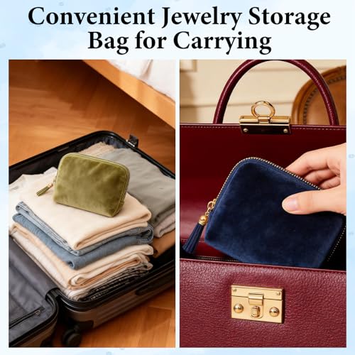 2 Pack Travel Jewelry Case Set – Small Velvet Pouch Organizer for Earrings, Necklaces, Bracelets | Portable Mini Jewelry Bag Holder for Daily Use, Vacation, Bridesmaid Gifts
