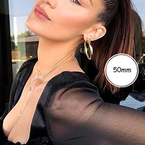 sovesi Chunky Gold Hoop Earrings for Women with 925 Sterling Silver Post, 14K Gold Plated Small Thick Gold Hoops Earrings for Women