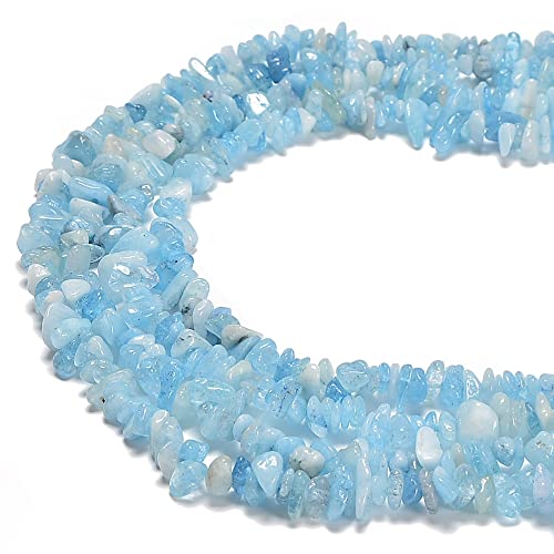 7-8mm Natural Aquamarine Gemstone Chips Loose Beads Semi Precious for Jewelry Making DIY Handmade Craft Supplies 1 Strand per Bag Approxi 34" - color: Aquamarine Chips