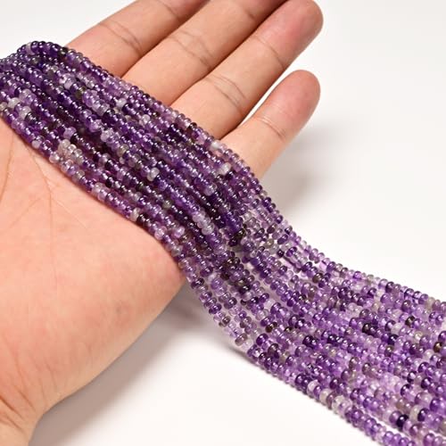 ICAI 2x4mm Natural Amethyst Rondelle Beads – Loose Gemstone Spacers for DIY Jewelry Making - color: Amethyst, size: 2x4