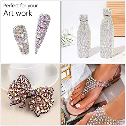1440pcs SS16 4.0mm Crystal AB Flatback Rhinestones Bulk K9 Glass Crystal White AB Gems Round Beads Stones Diamonds Nail Charms Jewels Nail Art Supplies for Nails Eyes Face Makeup Crafts DIY Tumblers - color: Crystal AB, size: Ss16