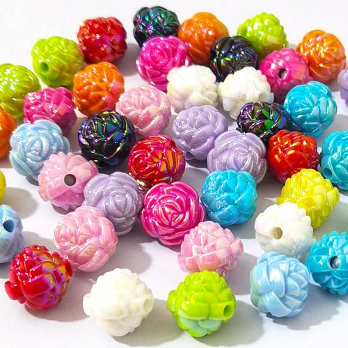 Mixed Lots Shiny AB Color Acrylic Rose Bead DIY Beading Hairband Bracelets Necklace Craft Embelishment (Mixed Colors-AB Plated Rose) - color: Mixed Colors-AB Plated Rose
